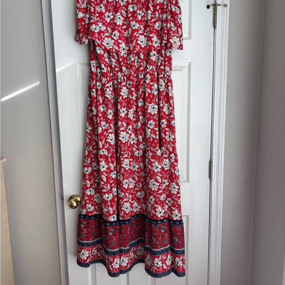 Cato Red Floral Off-Shoulder Dress - Picture 3 of 3